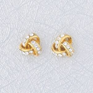NEW NORDSTROM REVOLVE Gold White CZ Knot Twist Rope Studs Earrings Jewelry 9mm